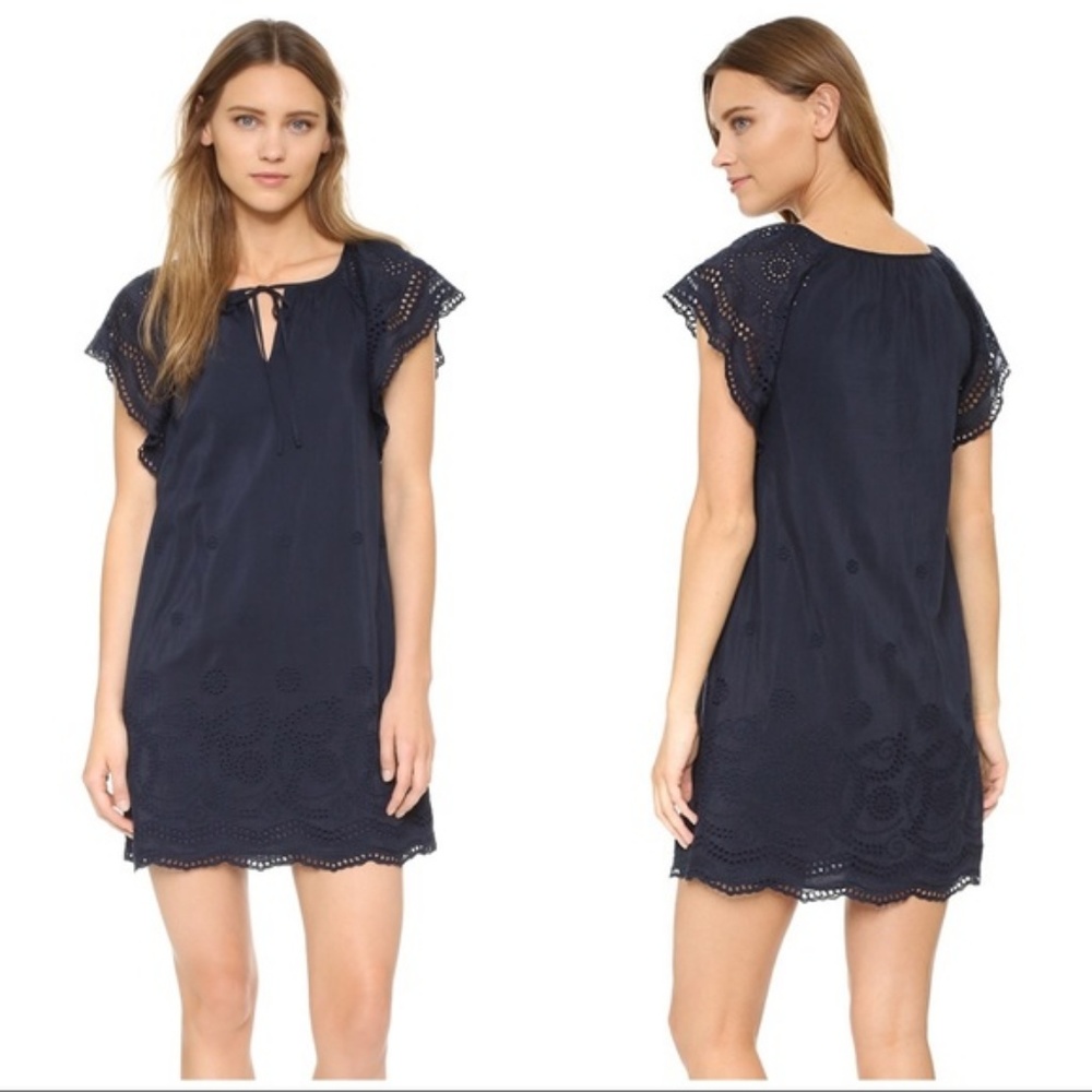 Madewell Embroidered Eyelet Moontide Navy shift